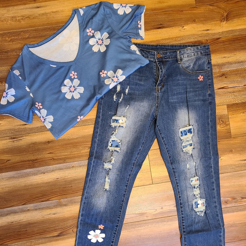 Denim Jeans and Matching Top SIZE XL